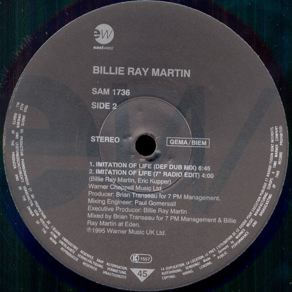 Billie Ray Martin - Imitation Of Life | EastWest (SAM 1736) - 2