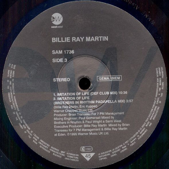 Billie Ray Martin - Imitation Of Life | EastWest (SAM 1736) - 3