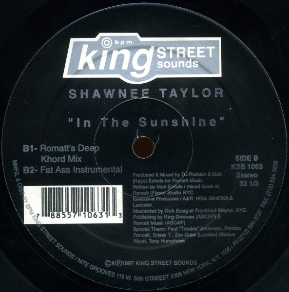 Shawnee Taylor - In The Sunshine | BPM King Street Sounds (KSS 1063) - 2 Shawnee Taylor - In The Sunshine | BPM King Street Sounds (KSS 1063) - 2