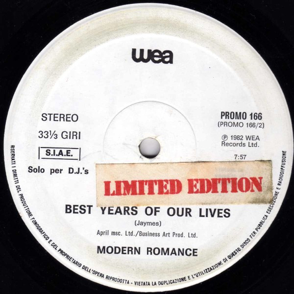 Joachim Witt / Modern Romance - Tri Tra Trullala / Best Years Of Our Lives | WEA (PROMO 166) - 3
