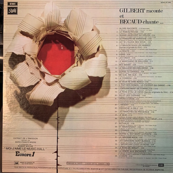 Gilbert Bécaud - Gilbert Raconte Et Becaud Chante | Pathé (SPAO 67.346) - 2