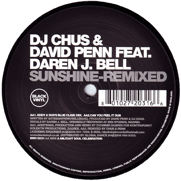 DJ Chus & David Penn Feat. Daren J. Bell - Sunshine Remixed | Black Vinyl Records (BVR 12031) - 4
