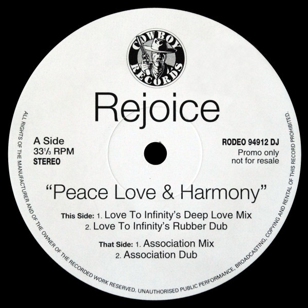 Rejoice - Peace, Love & Harmony | Cowboy Records (RODEO 94912 DJ) - main