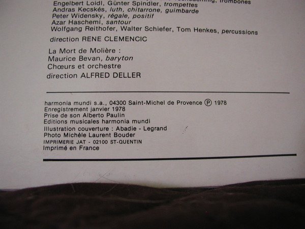 René Clemencic - Molière (Bande Original Du Film) | Harmonia Mundi France (HM 1020) - 4 René Clemencic - Molière (Bande Original Du Film) | Harmonia Mundi France (HM 1020) - 4