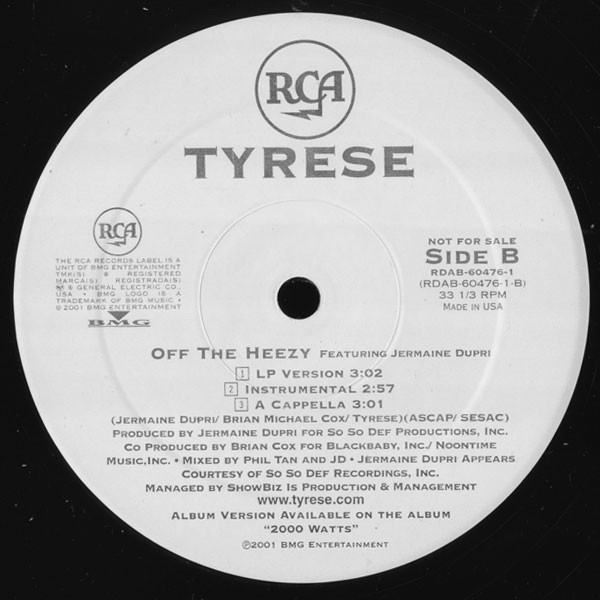 Tyrese - What Am I Gonna Do / Off The Heezy | RCA (RDAB-60476-1) - 3 Tyrese - What Am I Gonna Do / Off The Heezy | RCA (RDAB-60476-1) - 3