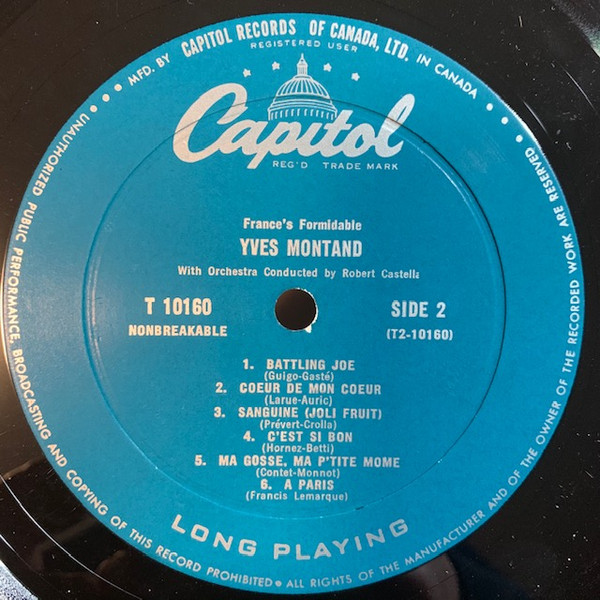 Yves Montand - France's Formidable | Capitol Records (T10160) - 4 Yves Montand - France's Formidable | Capitol Records (T10160) - 4