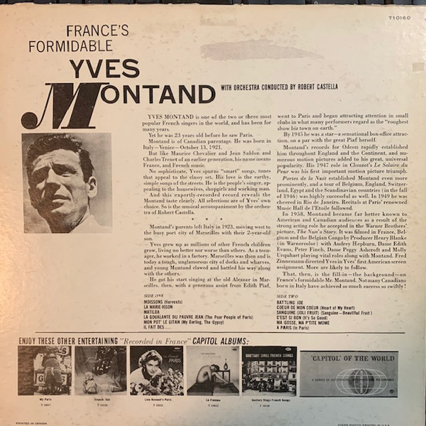 Yves Montand - France's Formidable | Capitol Records (T10160) - 2 Yves Montand - France's Formidable | Capitol Records (T10160) - 2