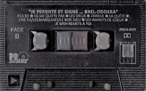 Oddera - Je Persiste Et Signe... Brel | PRO Music (PRO4-9101) - 4 Oddera - Je Persiste Et Signe... Brel | PRO Music (PRO4-9101) - 4