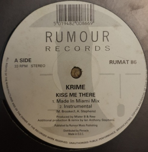 Krime - Kiss Me There | Rumour Records (RUMAT 86) - main Krime - Kiss Me There | Rumour Records (RUMAT 86) - main