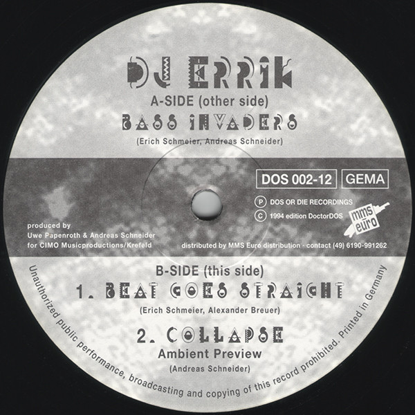 DJ Errik - Bass Invaders | Dos Or Die Recordings (DOS 002-12) - 2