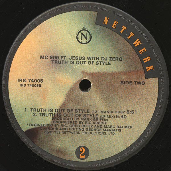 MC 900 Ft Jesus With DJ Zero - Truth Is Out Of Style | Nettwerk (IRS-74005) - 4 MC 900 Ft Jesus With DJ Zero - Truth Is Out Of Style | Nettwerk (IRS-74005) - 4