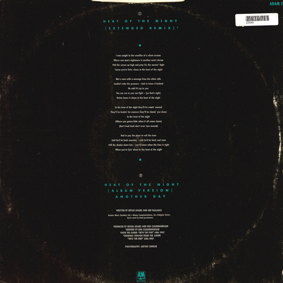Bryan Adams - Heat Of The Night | A&M Records (ADAM 12) - 2