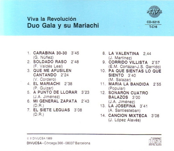 Dúo Gala Y Su Mariachi - Viva La Revolucion | Perfil (CD-5215/T-C16) - 2 Dúo Gala Y Su Mariachi - Viva La Revolucion | Perfil (CD-5215/T-C16) - 2