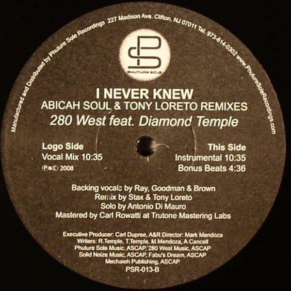 280 West Feat. Diamond Temple - I Never Knew (Abicah Soul & Tony Loreto Remixes) | Phuture Sole Recordings (PSR-013)