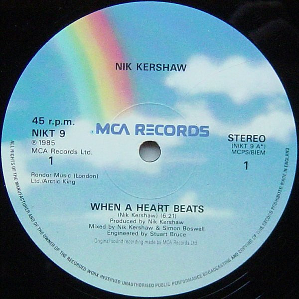 Nik Kershaw - When A Heart Beats | MCA Records (NIKT 9) - 3 Nik Kershaw - When A Heart Beats | MCA Records (NIKT 9) - 3