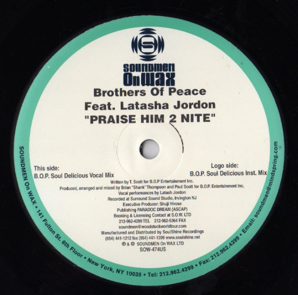Brothers Of Peace Feat. Latasha Jordon - Praise Him 2 Nite | Soundmen On Wax (SOW-474US) - main Brothers Of Peace Feat. Latasha Jordon - Praise Him 2 Nite | Soundmen On Wax (SOW-474US) - main
