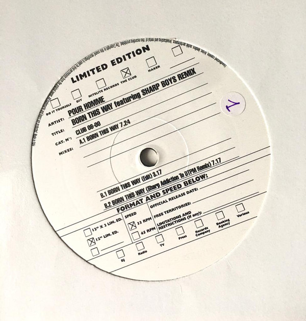 Pour Homme - Born This Way | Nitelite The Club Records (CLUB 08-00)