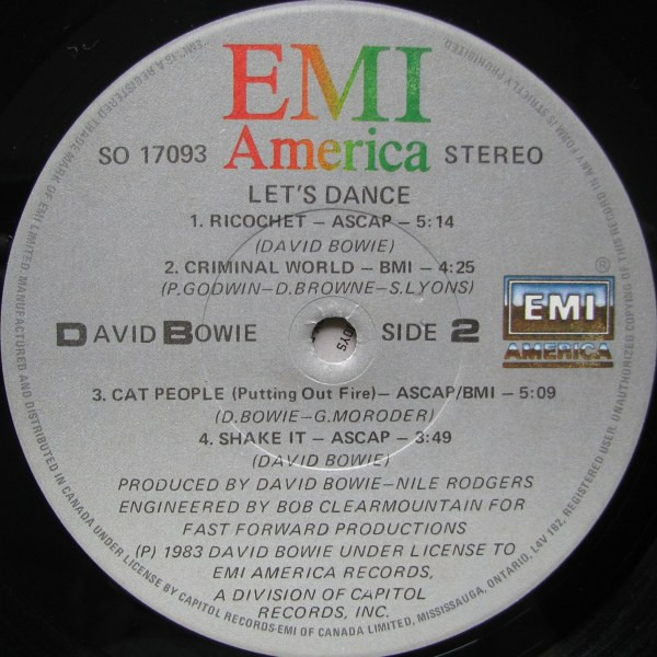 David Bowie - Let's Dance | EMI America (SO 17093) - 4