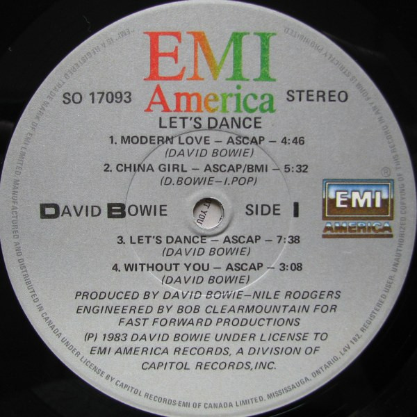David Bowie - Let's Dance | EMI America (SO 17093) - 3