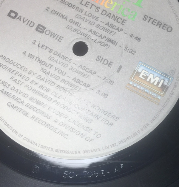 David Bowie - Let's Dance | EMI America (SO 17093) - 8