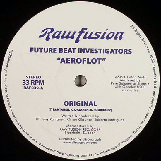 Future Beat Investigators - Aeroflot | Raw Fusion Recordings (RAF039)