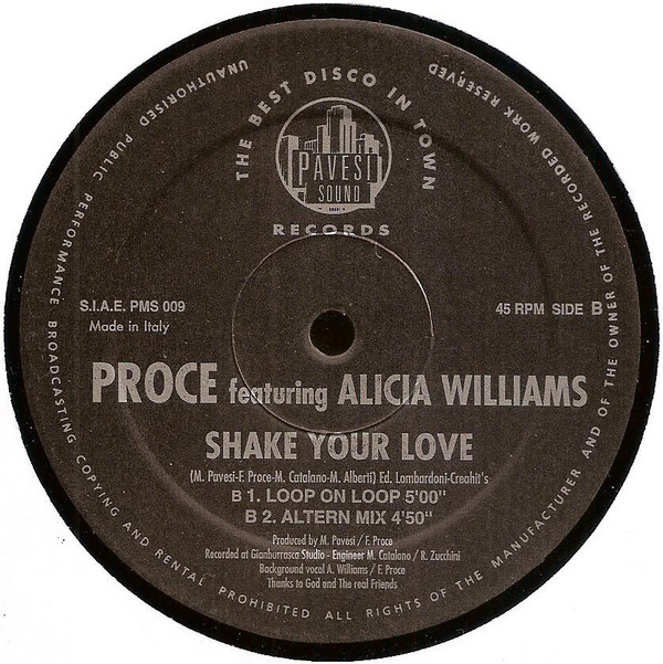Proce - Shake Your Love | Pavesi Sound Records (PMS 009) - 4