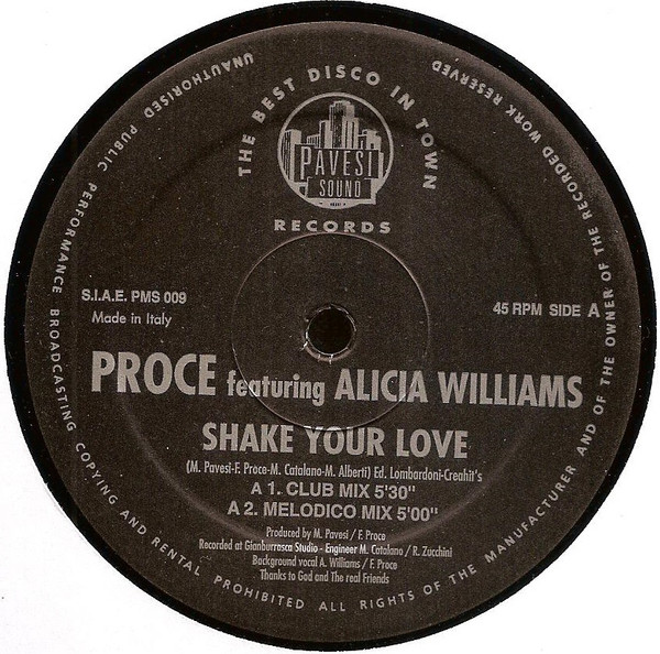 Proce - Shake Your Love | Pavesi Sound Records (PMS 009) - 3