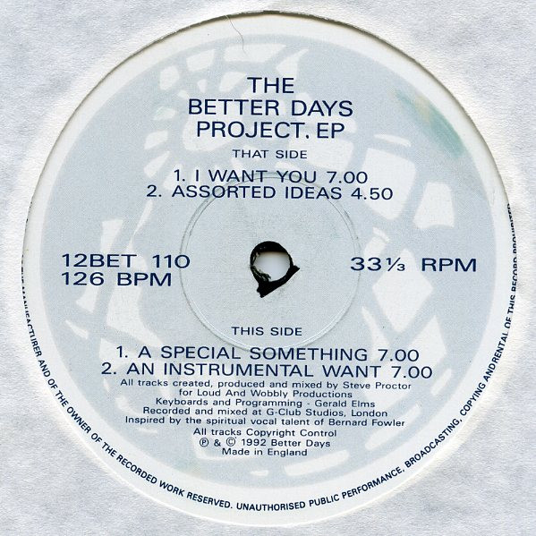 Better Days Project - The Better Days Project EP | Better Days (12BET 110) - main