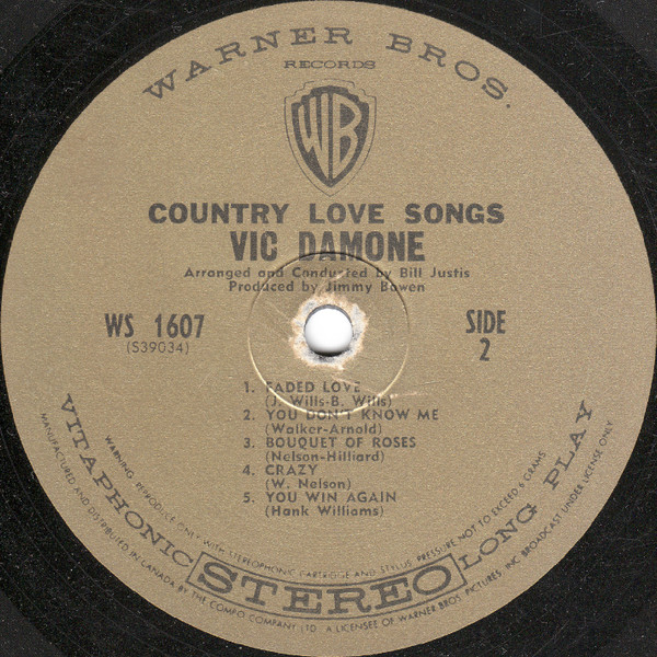 Vic Damone - Country Love Songs | Warner Bros. Records (WS 1607) - 4 Vic Damone - Country Love Songs | Warner Bros. Records (WS 1607) - 4