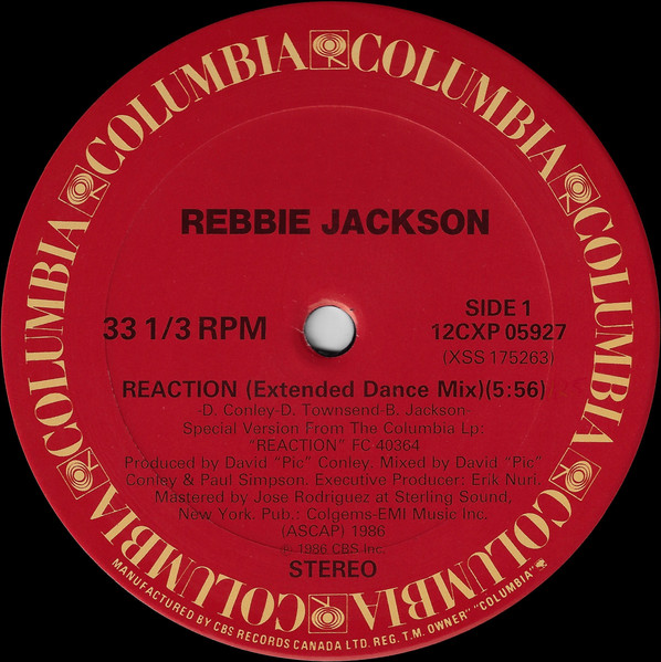Rebbie Jackson - Reaction | Columbia (12CXP-05927)