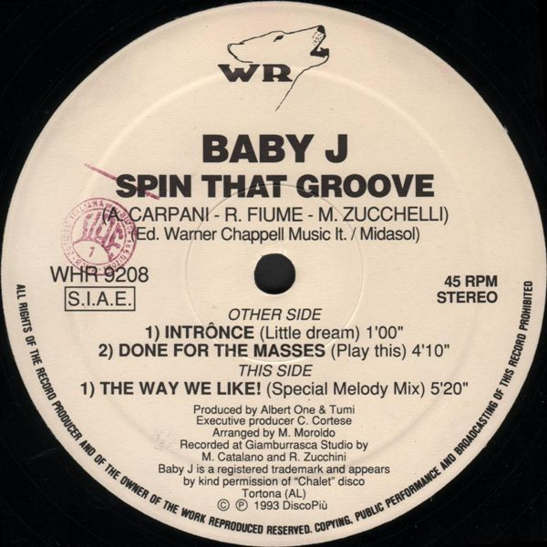 Baby J - Spin That Groove | WR (Wolf Records) (WHR 9208) - 3