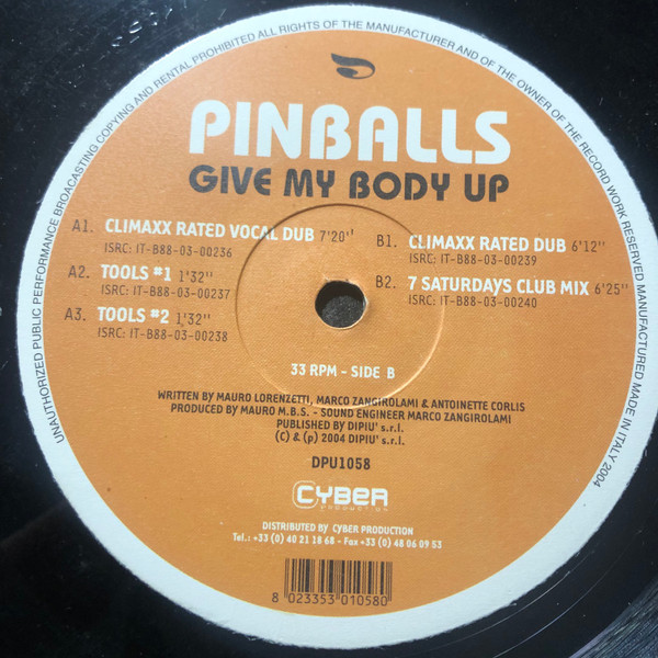 Pinballs - Give My Body Up | Dipiù (DPU 1058) - 3