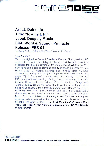 Dalminjo - Rouge EP | Deeplay Music (DPLAY 014) - 2 Dalminjo - Rouge EP | Deeplay Music (DPLAY 014) - 2