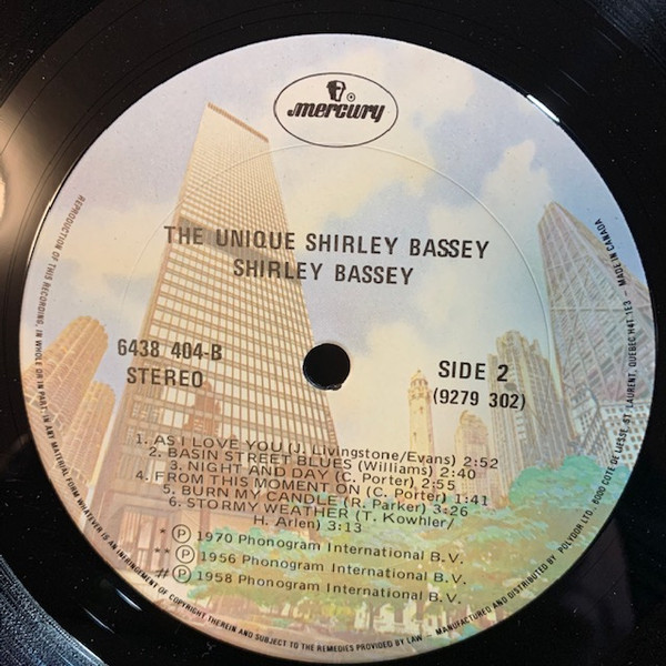 Shirley Bassey - The Unique Shirley Bassey | Mercury (6438 404) - 4 Shirley Bassey - The Unique Shirley Bassey | Mercury (6438 404) - 4