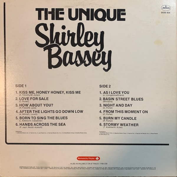 Shirley Bassey - The Unique Shirley Bassey | Mercury (6438 404) - 2 Shirley Bassey - The Unique Shirley Bassey | Mercury (6438 404) - 2