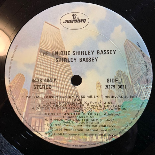 Shirley Bassey - The Unique Shirley Bassey | Mercury (6438 404) - 3 Shirley Bassey - The Unique Shirley Bassey | Mercury (6438 404) - 3