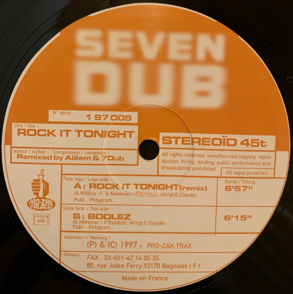 Seven Dub - Rock It Tonight | Pro-Zak Trax (197005) - main