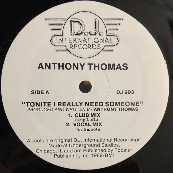Anthony Thomas - Tonite I Really Need Someone | D.J. International Records (DJ 993) - main