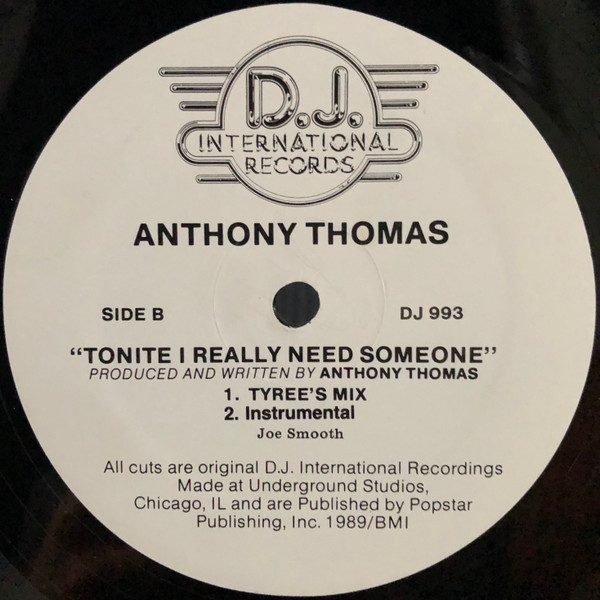 Anthony Thomas - Tonite I Really Need Someone | D.J. International Records (DJ 993) - 2