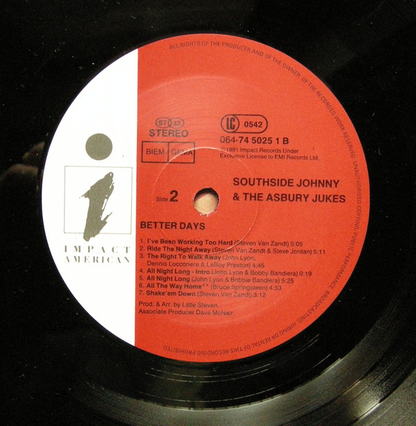 Southside Johnny & The Asbury Jukes - Better Days | Impact American (064-74 5025 1) - 6 Southside Johnny & The Asbury Jukes - Better Days | Impact American (064-74 5025 1) - 6