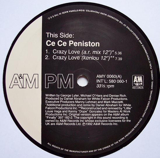 Ce Ce Peniston - Crazy Love | A&M Records (AMY 0060) - 3 Ce Ce Peniston - Crazy Love | A&M Records (AMY 0060) - 3
