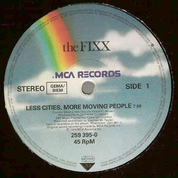 The Fixx - Less Cities, More Moving People | MCA Records (259 395-0) - 3
