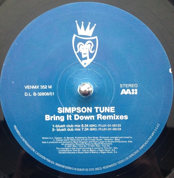 Simpson Tune - Bring It Down (Remixes) | Vendetta Records (VENMX 352 M) - 2