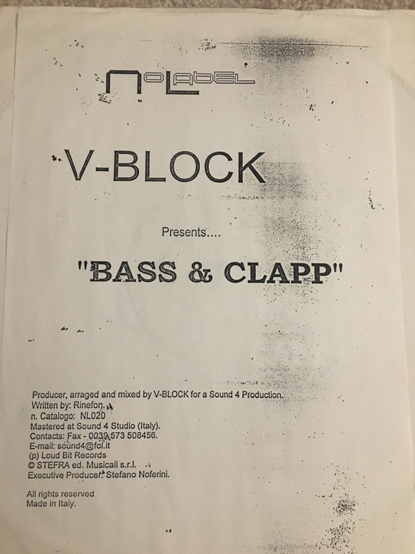 V-Block - Bass & Clap | No Label (NL 020) - 2