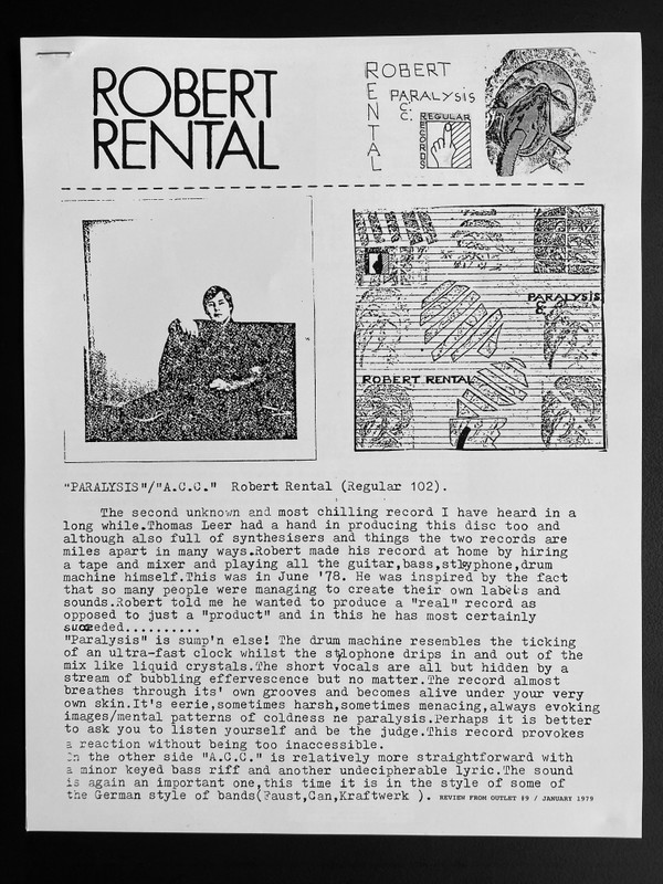 Robert Rental - Paralysis | Dark Entries (DE-274) - 5