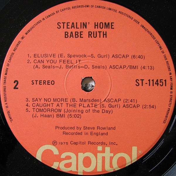 Babe Ruth - Stealin' Home | Capitol Records (ST-11451) - 4 Babe Ruth - Stealin' Home | Capitol Records (ST-11451) - 4