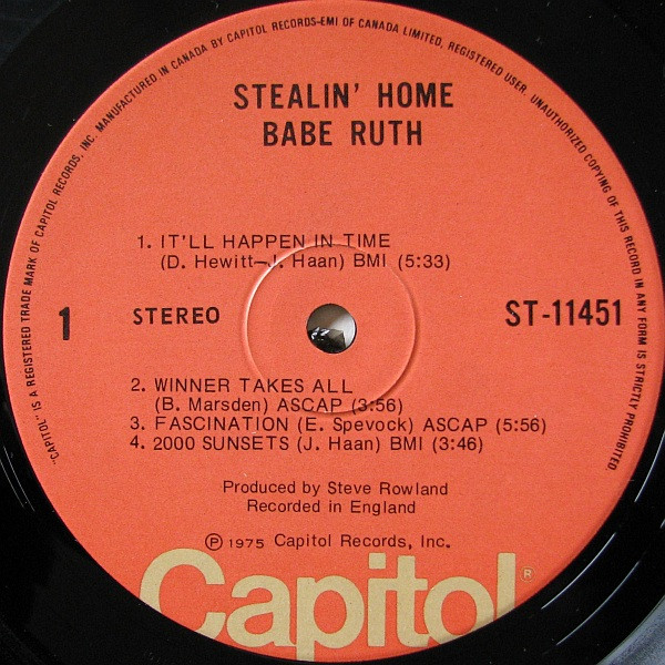 Babe Ruth - Stealin' Home | Capitol Records (ST-11451) - 3 Babe Ruth - Stealin' Home | Capitol Records (ST-11451) - 3