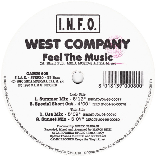 West Company - Feel The Music | C.A.M.M. Records (CAMM 605)