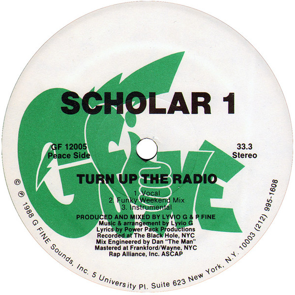 Scholar 1 - Turn Up The Radio / Just Your Brother | G Fine Sounds (GF 12005) - main