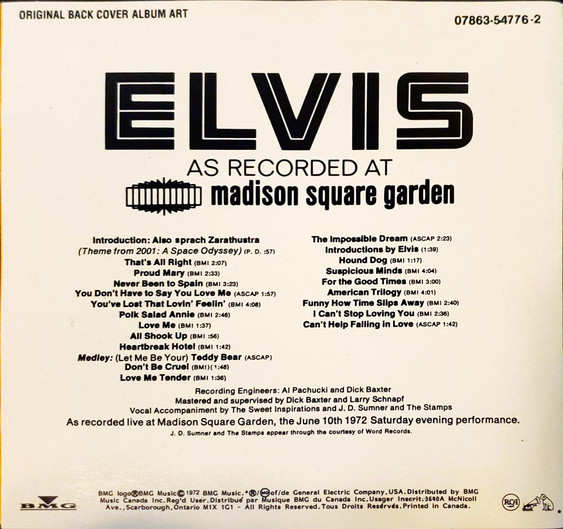 Elvis Presley - Elvis As Recorded At Madison Square Garden | RCA (07863 54776-2) - 2 Elvis Presley - Elvis As Recorded At Madison Square Garden | RCA (07863 54776-2) - 2